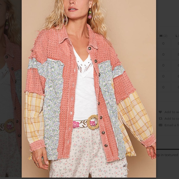 POL Tops - ☀️ POL “ Sicily “ POL Textured Twill Shirt with Floral Patch Detail SR31
